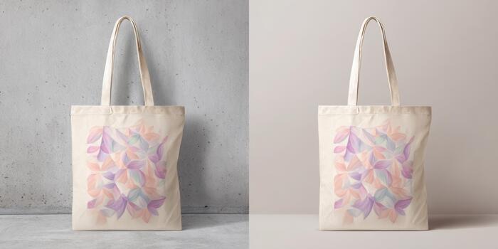 Stylish tote bag featuring pastel leaf design for everyday use photo