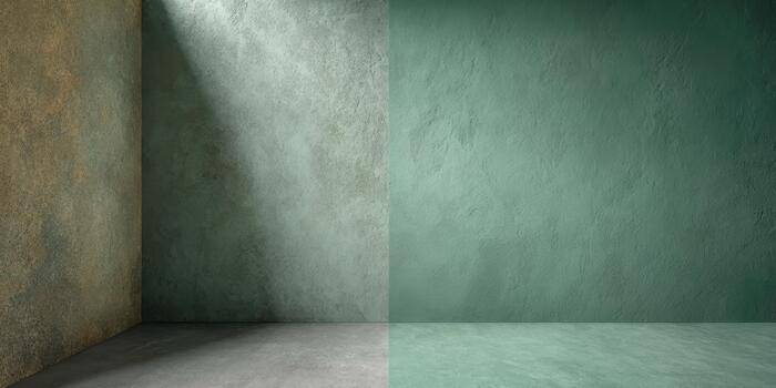 Light and shadow contrast in empty modern room space photo