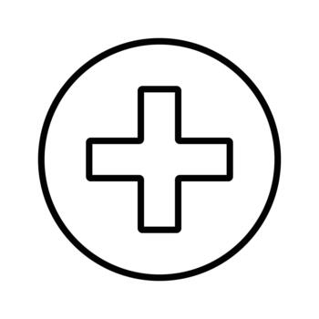 Plus or add line icon in a circle. Simple symbol for creating new content, positive sign, or zoom in, isolated on a white background. vector