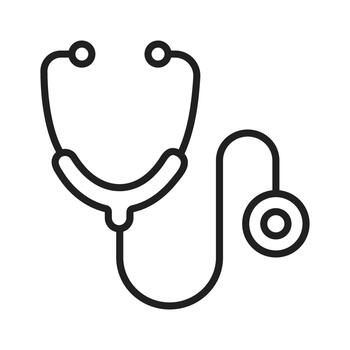 Stethoscope Line Icon. A simple outline of a medical diagnostic tool used by doctors and nurses for health checkups. vector