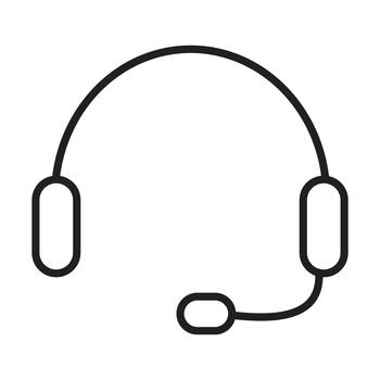 Headset with Microphone Line Icon for Customer Support vector