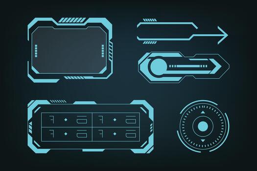Sci-fi HUD dashboard UI collection featuring advanced futuristic displays and VR interface components. vector