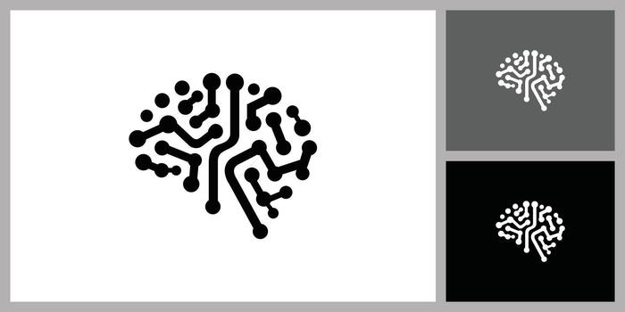 digital circuito cerebro ai icono vector