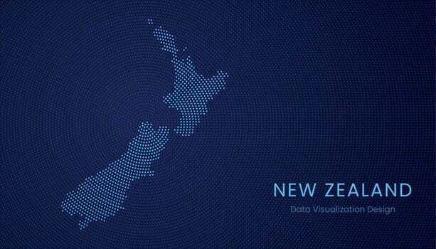 nuevo Zelanda punteado digital mapa para datos visualización diseño vector