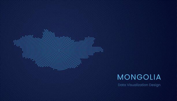 Mongolia dotted digital map for data visualization design vector
