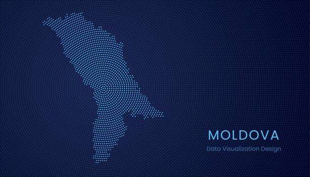 Moldova dotted digital map for data visualization design vector