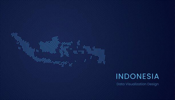 Indonesia dotted digital map for data visualization design vector