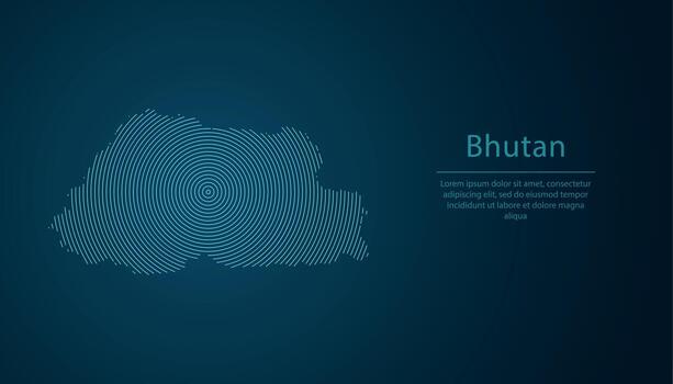 Bután mapa contorno con resumen circular línea modelo vector
