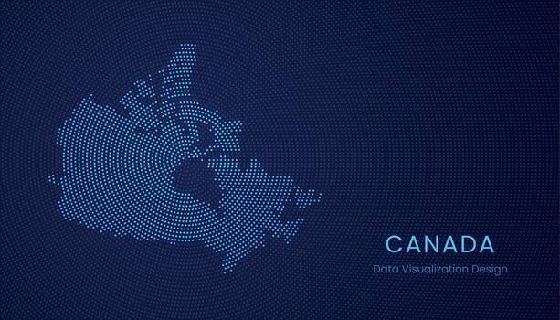 Canada dotted digital map for data visualization design vector
