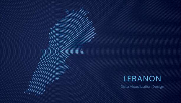 Lebanon dotted digital map for data visualization design vector