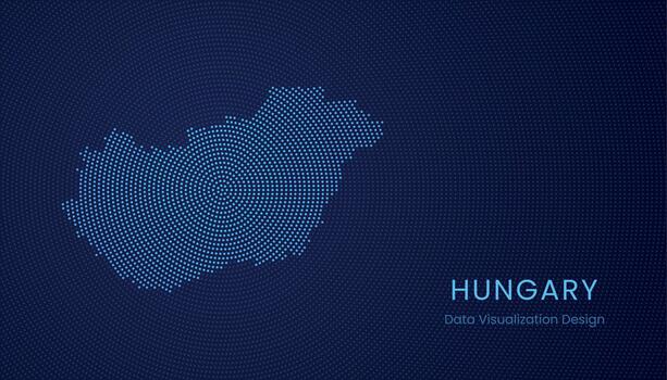 Hungría punteado digital mapa para datos visualización diseño vector