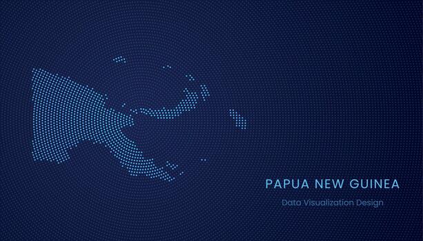 Papua New Guinea dotted digital map for data visualization design vector