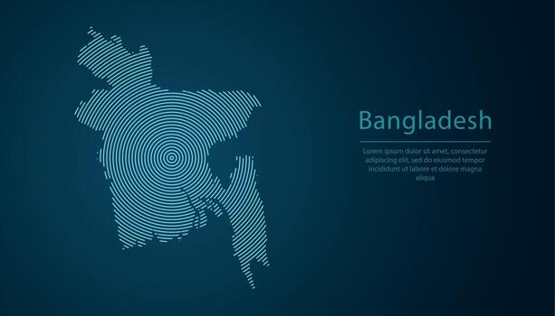 Bangladesh mapa contorno con resumen circular línea modelo vector