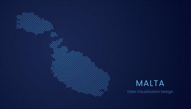 Malta dotted digital map for data visualization design vector