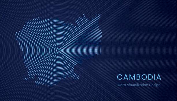 Cambodia dotted digital map for data visualization design vector