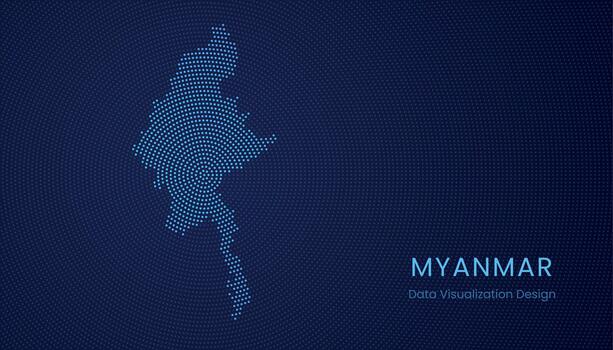 myanmar punteado digital mapa para datos visualización diseño vector