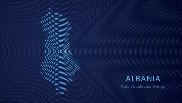 Albania punteado digital mapa para datos visualización diseño vector