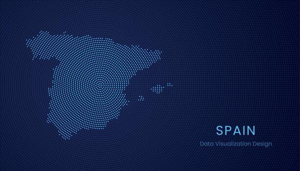 Spain dotted digital map for data visualization design vector