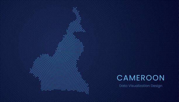 Cameroon dotted digital map for data visualization design vector