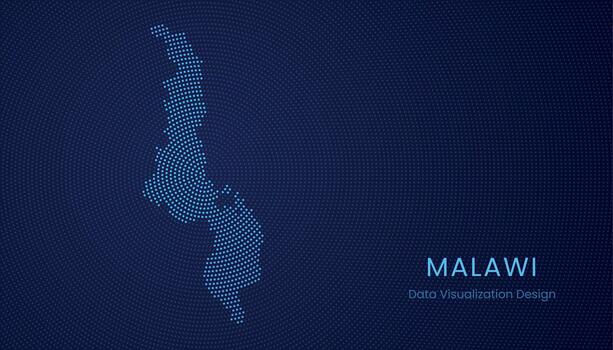 malawi punteado digital mapa para datos visualización diseño vector