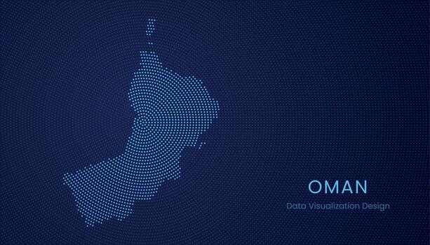 Oman dotted digital map for data visualization design vector