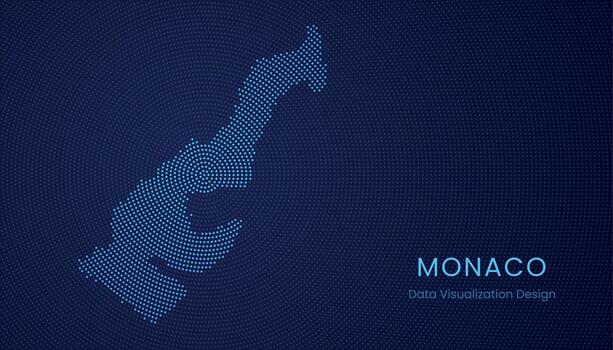 Monaco dotted digital map for data visualization design vector