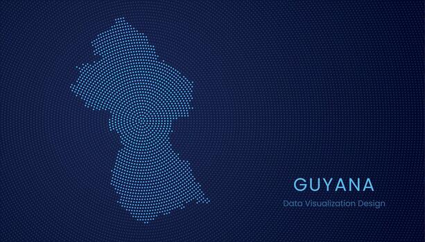 Guayana punteado digital mapa para datos visualización diseño vector