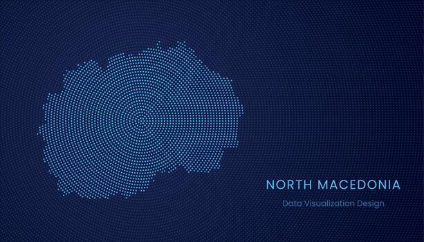North Macedonia dotted digital map for data visualization design vector