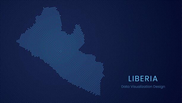 Liberia dotted digital map for data visualization design vector