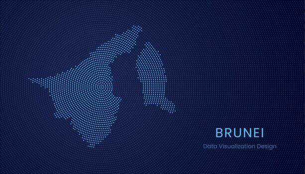 Brunei dotted digital map for data visualization design vector