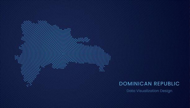 dominicano república punteado digital mapa para datos visualización diseño vector