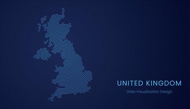 United Kingdom dotted digital map for data visualization design vector