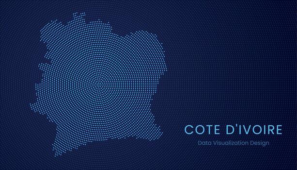 Cote d'Ivoire dotted digital map for data visualization design vector