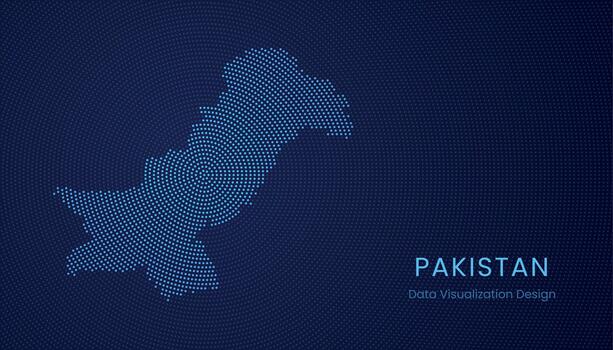 Pakistan dotted digital map for data visualization design vector
