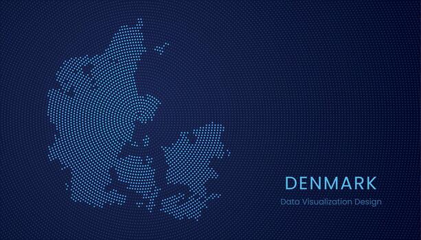 Denmark dotted digital map for data visualization design vector