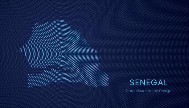 Senegal dotted digital map for data visualization design vector