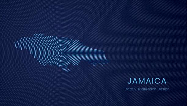 Jamaica dotted digital map for data visualization design vector