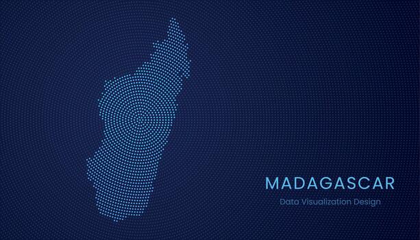 Madagascar dotted digital map for data visualization design vector
