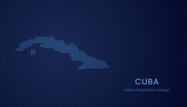 Cuba dotted digital map for data visualization design vector