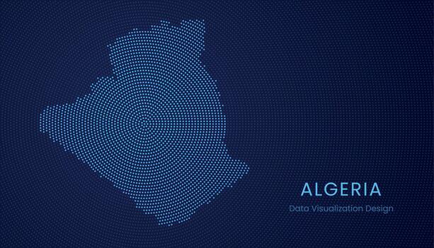 Algeria dotted digital map for data visualization design vector