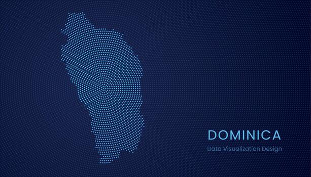 dominica punteado digital mapa para datos visualización diseño vector