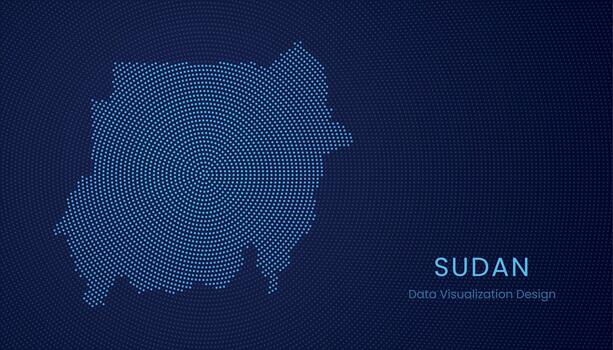 Sudan dotted digital map for data visualization design vector