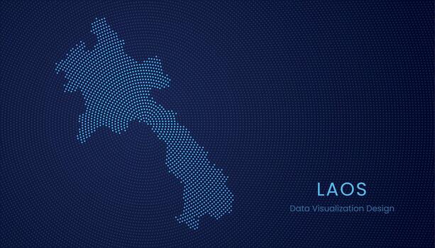 Laos dotted digital map for data visualization design vector