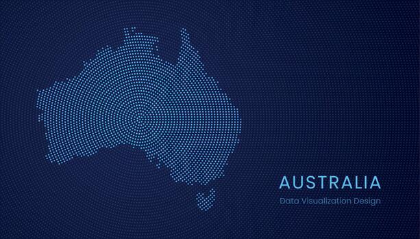 Australia dotted digital map for data visualization design vector