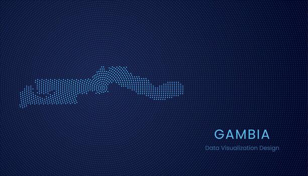 Gambia dotted digital map for data visualization design vector
