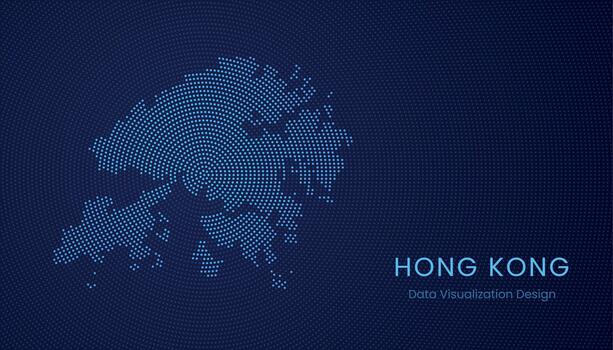 Hong Kong dotted digital map for data visualization design vector