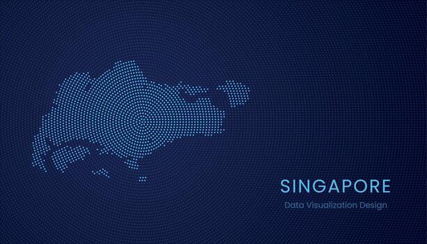 Singapur punteado digital mapa para datos visualización diseño vector