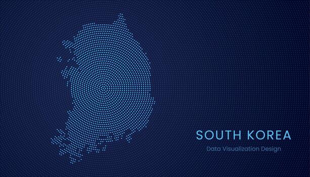 South Korea dotted digital map for data visualization design vector