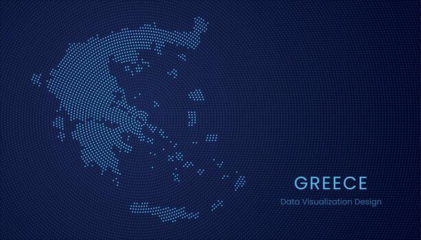 Greece dotted digital map for data visualization design vector