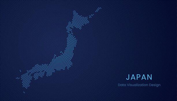 Japan dotted digital map for data visualization design vector